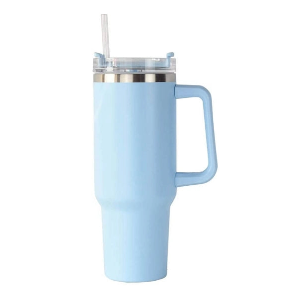 40 Oz. Stainless Steel Tumbler with Handle & Straw