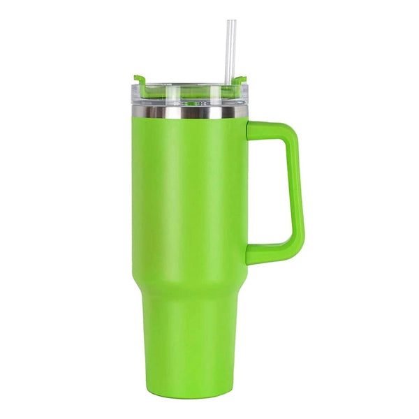 40 Oz. Stainless Steel Tumbler with Handle & Straw