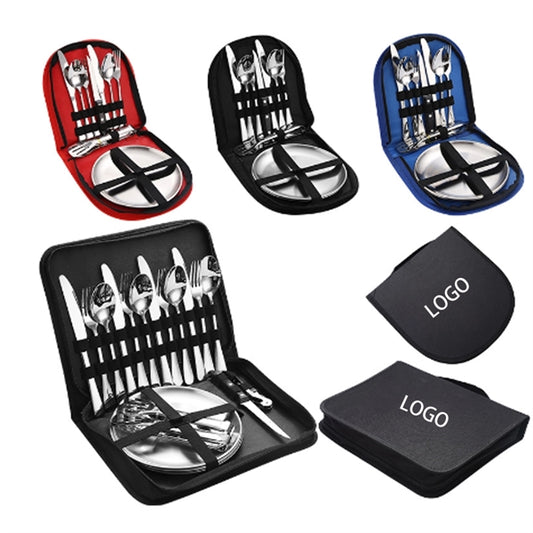 10pcs Kit Outdoor Picnic Portable Stainless Steel Tableware