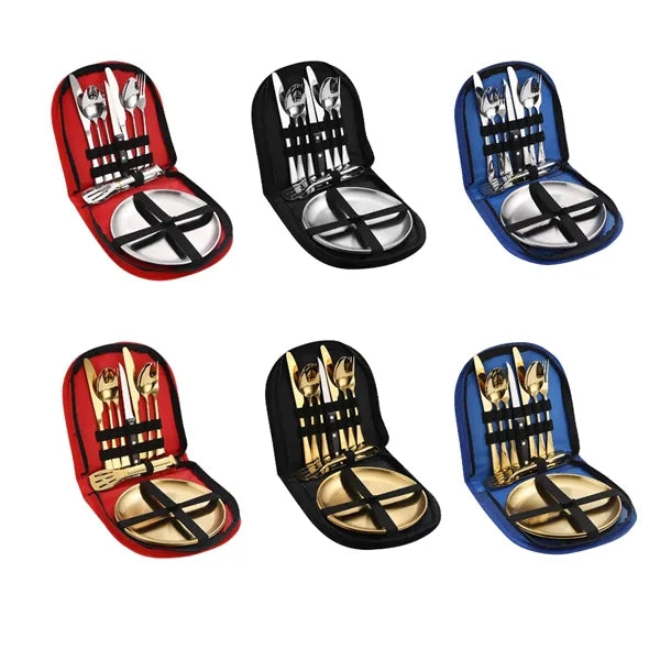 10pcs Kit Outdoor Picnic Portable Stainless Steel Tableware