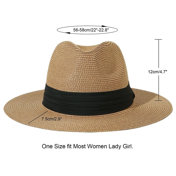 Wide Brim Straw Panama Roll Up Hat