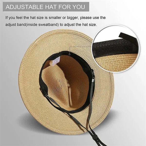Wide Brim Straw Panama Roll Up Hat