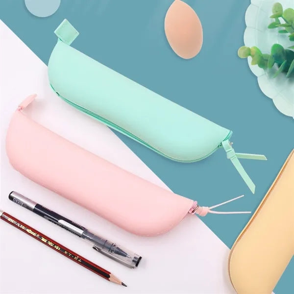 Portable Silicone Pen Pencil Bag Makeup Brush Organizer