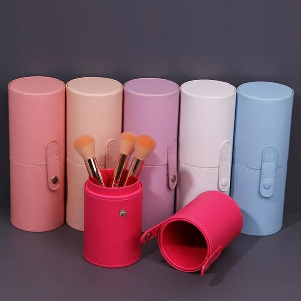 Pu Leather Makeup Brush Box Pen Holder Stationery Container