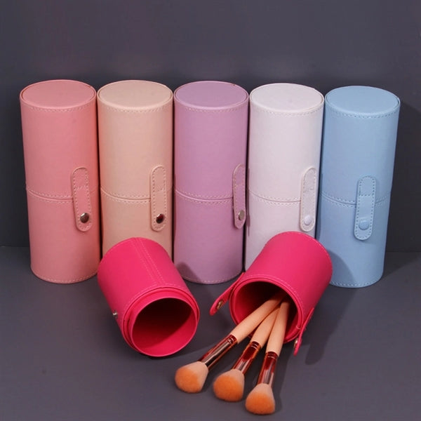 Pu Leather Makeup Brush Box Pen Holder Stationery Container
