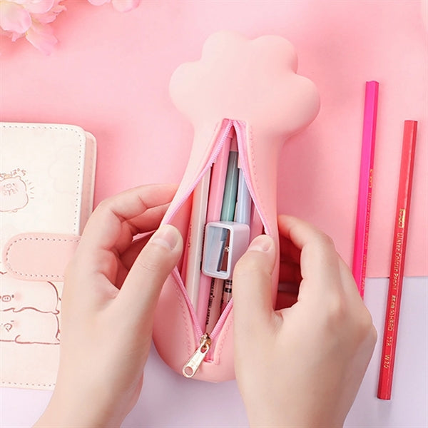 Silicone Cat Paw Pencil Case Cosmetic Pouch Stationery Bag