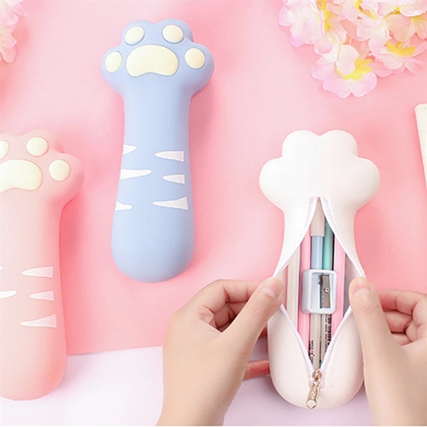 Silicone Cat Paw Pencil Case Cosmetic Pouch Stationery Bag
