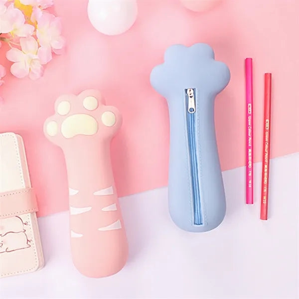 Silicone Cat Paw Pencil Case Cosmetic Pouch Stationery Bag