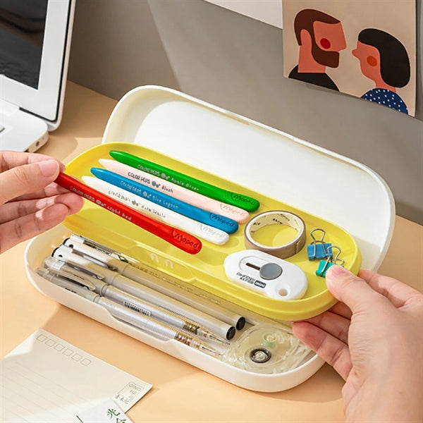 Macaron-colored Double-layer Pencil Box Stationery Case