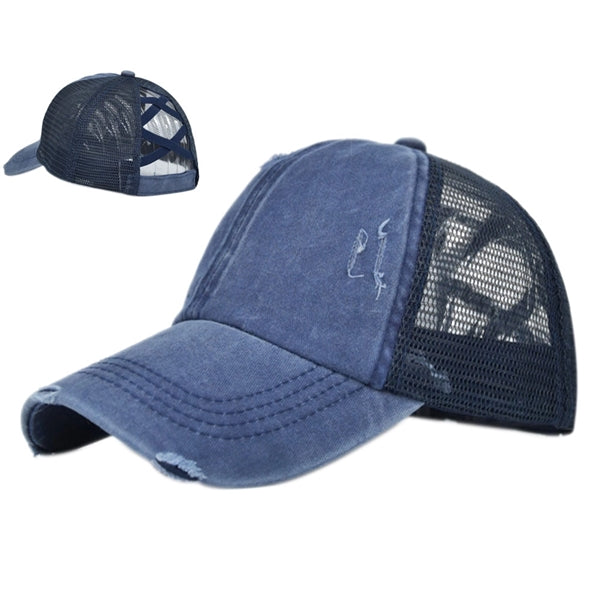 Baseball hat with ponytail hole