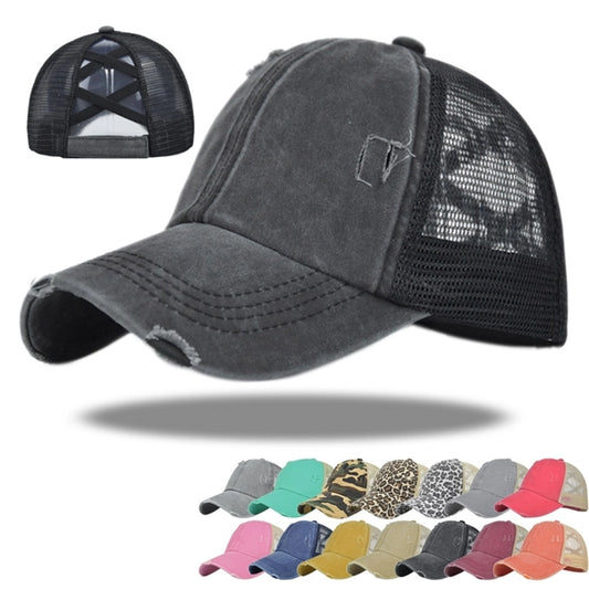 Baseball hat with ponytail hole
