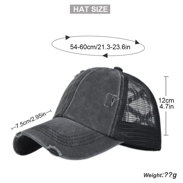 Baseball hat with ponytail hole