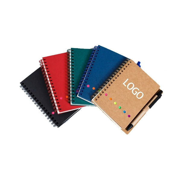 Eco Spiral Notebook w/Sticky Notes & Pen