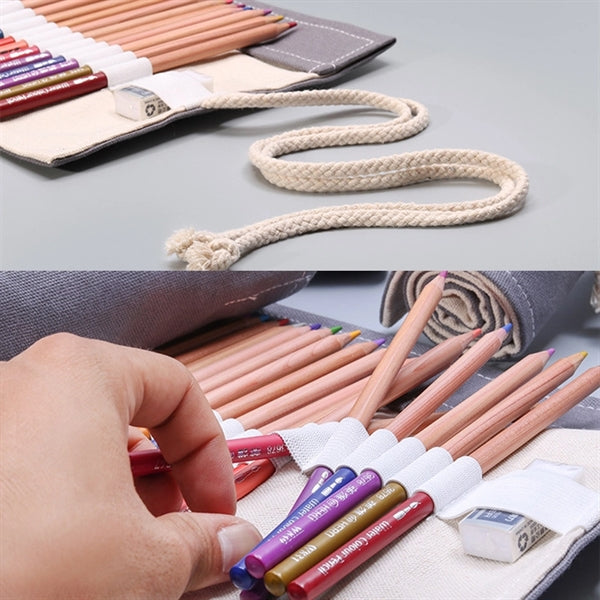 72 Slots Colored Pencil Roll Wrap Bag Painting Brush Pouch