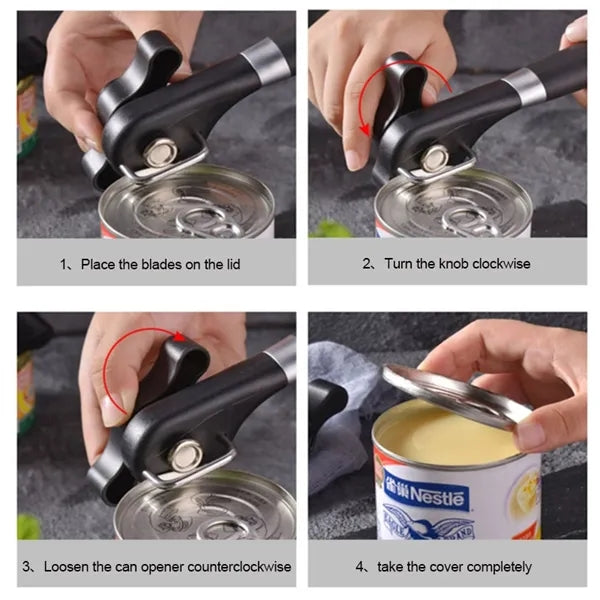 Smooth Edge Cut Manual Safe Can Opener With Knob And Handle