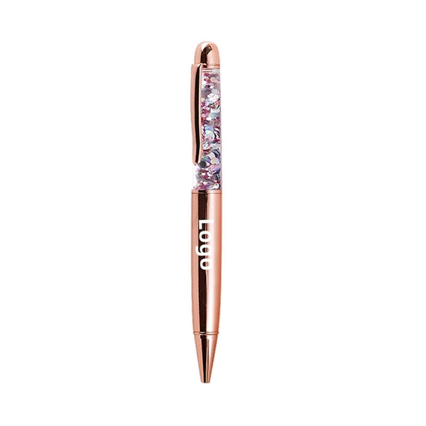 Logo Sequin Crystal Metal Ballpoint Pen