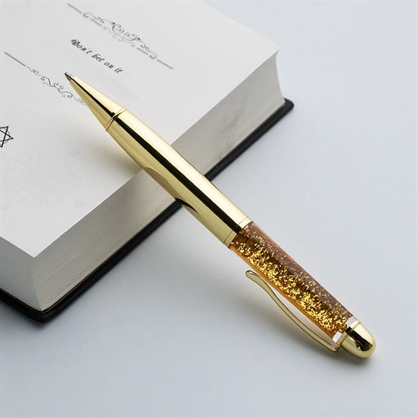 Logo Sequin Crystal Metal Ballpoint Pen