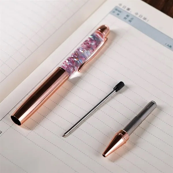 Logo Sequin Crystal Metal Ballpoint Pen