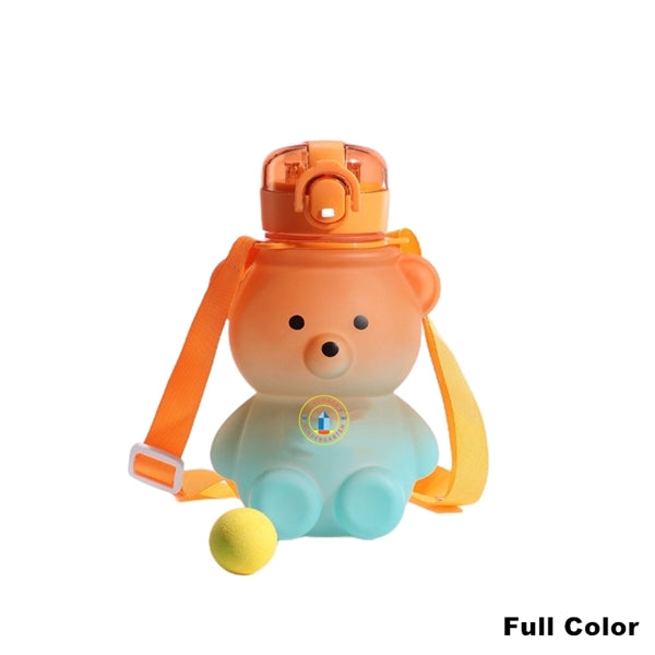27 oz Bear Shaped Water Bottle with Straw and Shoulder Strap