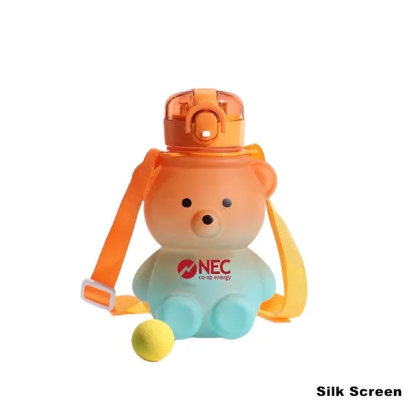 27 oz Bear Shaped Water Bottle with Straw and Shoulder Strap