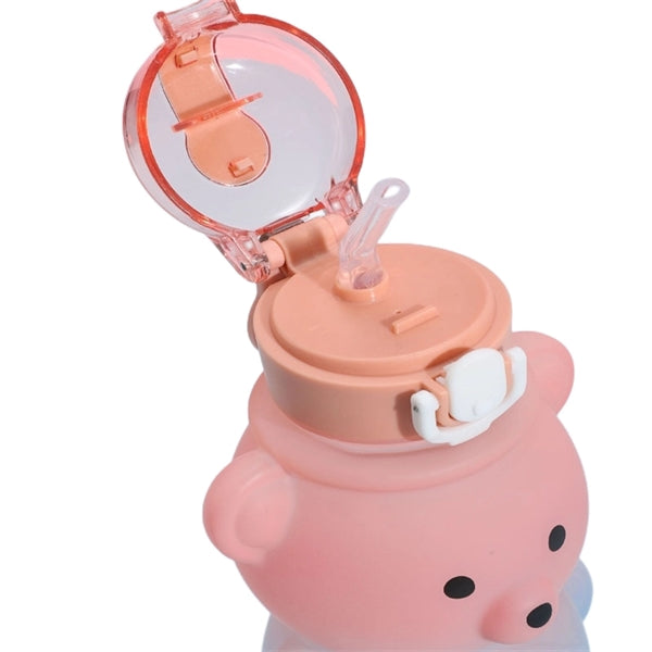 27 oz Bear Shaped Water Bottle with Straw and Shoulder Strap