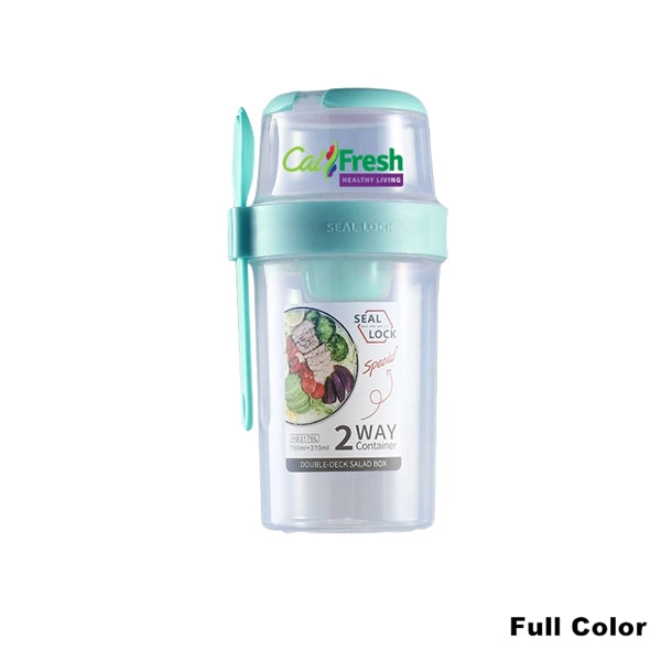 Salad Meal Shaker Cup Container with Fork Dressing Holder