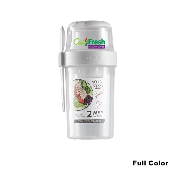 Salad Meal Shaker Cup Container with Fork Dressing Holder