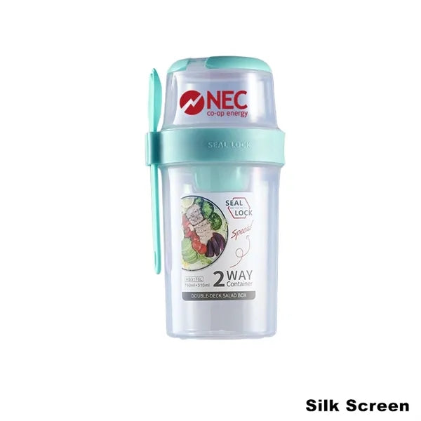 Salad Meal Shaker Cup Container with Fork Dressing Holder