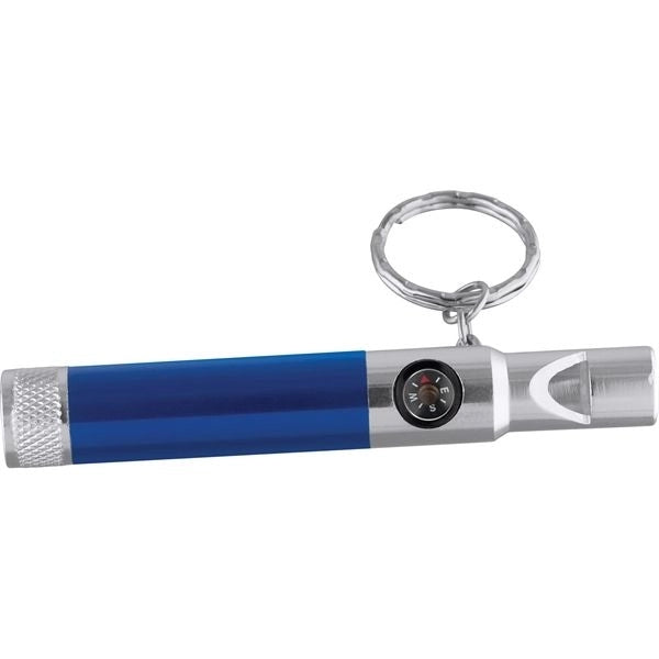 Keychain LED Flashlight with Whistle and Compass