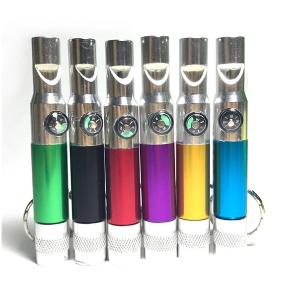 Keychain LED Flashlight with Whistle and Compass