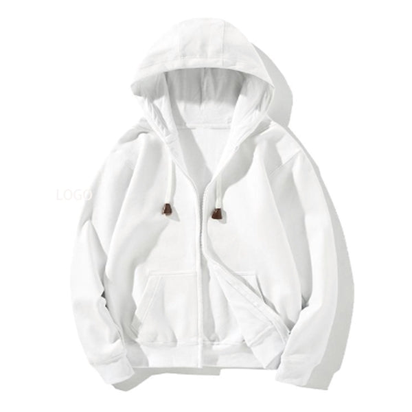 Winter Fleece Solid Color Men's Zipper Hoodie