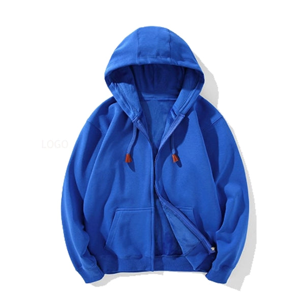 Winter Fleece Solid Color Men's Zipper Hoodie