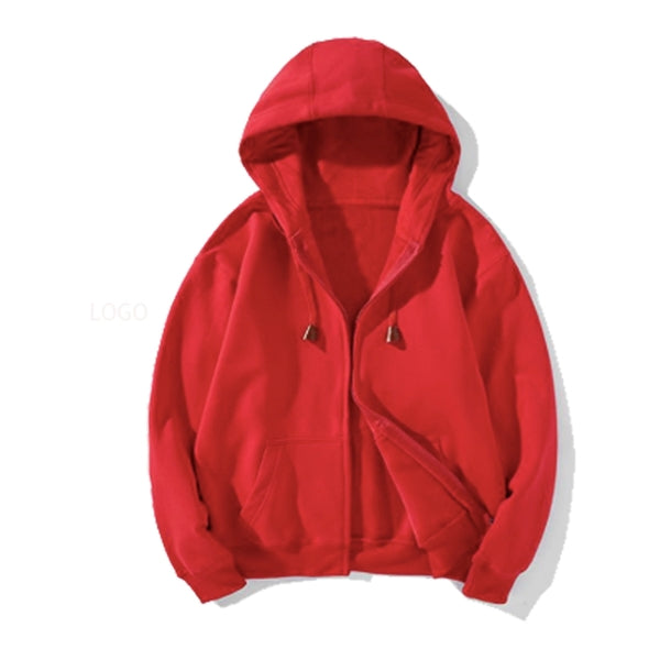 Winter Fleece Solid Color Men's Zipper Hoodie