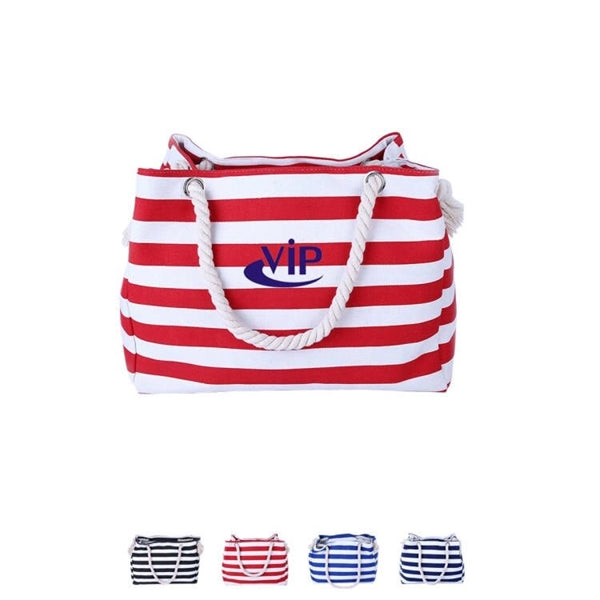 Canvas Striped Beach Bag