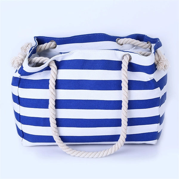 Canvas Striped Beach Bag