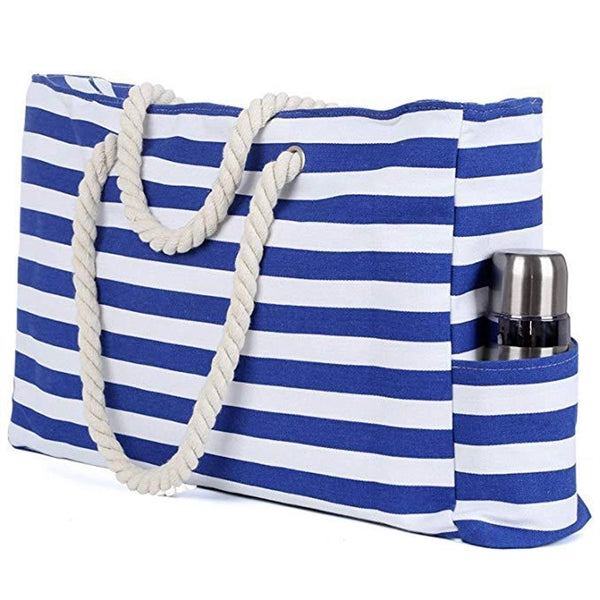 Canvas Striped Beach Bag