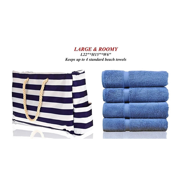 Canvas Striped Beach Bag