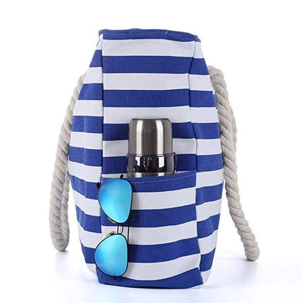 Canvas Striped Beach Bag