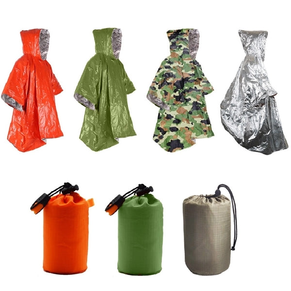 4 IN1 Emergency Poncho Raincoat W/ Carabiner & Whistle & Bag