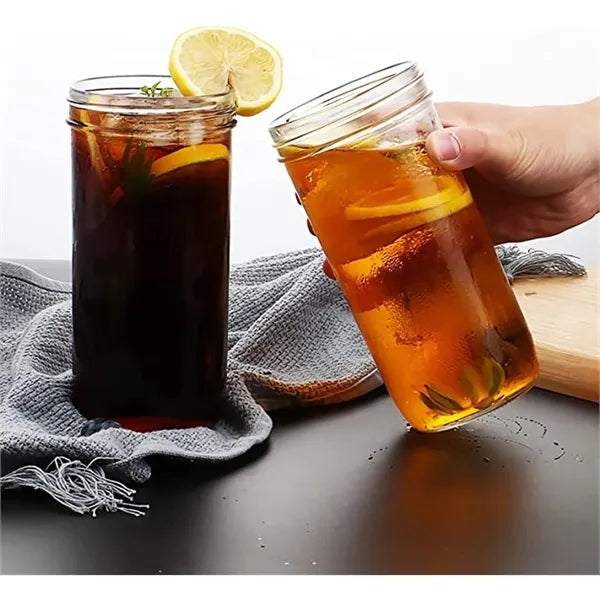 24oz Wide Mouth Glass Tumbler with Bamboo Lid and Straw