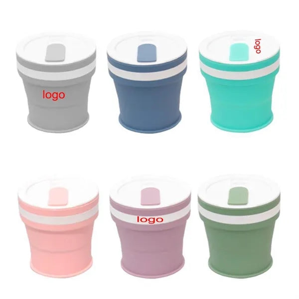 11.6OZ Travel silicone folding Cup w/ straw