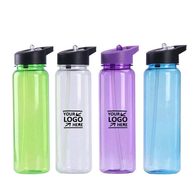 24oz Plastic Sport Water Bottle With Straw