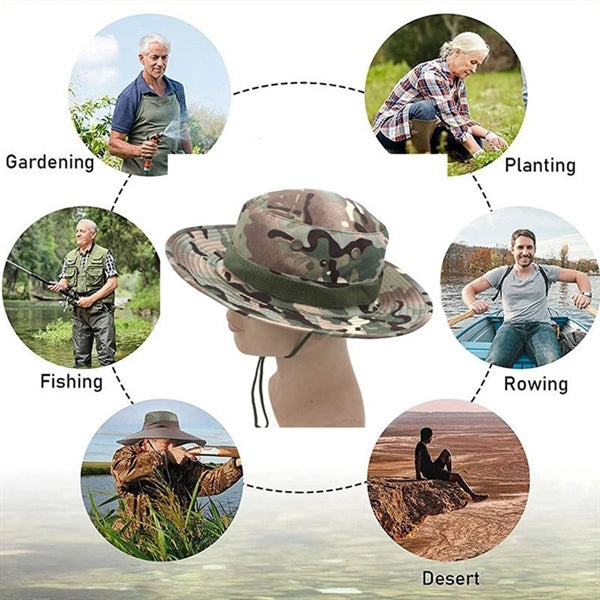 Outdoor Wide Brim Fishing Cap Boonie Bucket Safari Hat