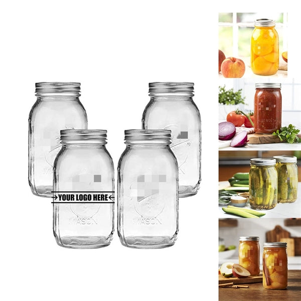 32oz Big Glass Mason Jar with Sealed Lid