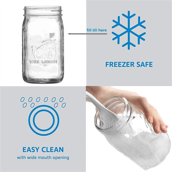 32oz Big Glass Mason Jar with Sealed Lid