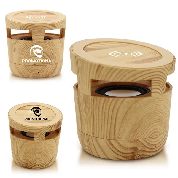 10W Wood Grain Wireless Charging Pad BT Speaker