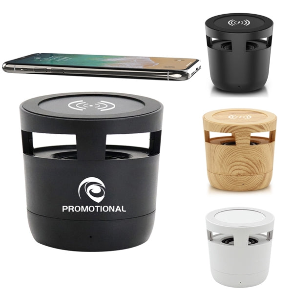 10W Wood Grain Wireless Charging Pad BT Speaker
