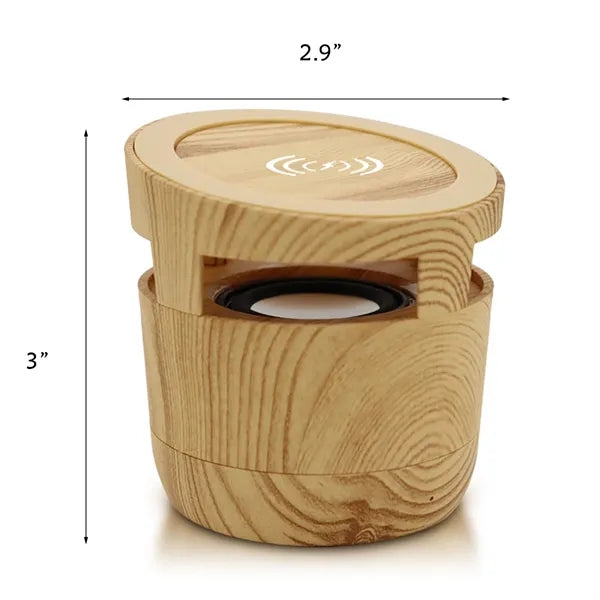 10W Wood Grain Wireless Charging Pad BT Speaker