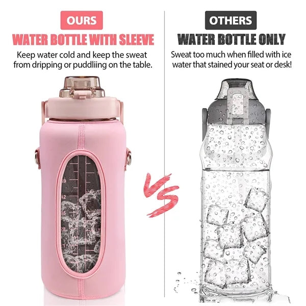 64oz Half Gallon Water Bottle With Sleeve