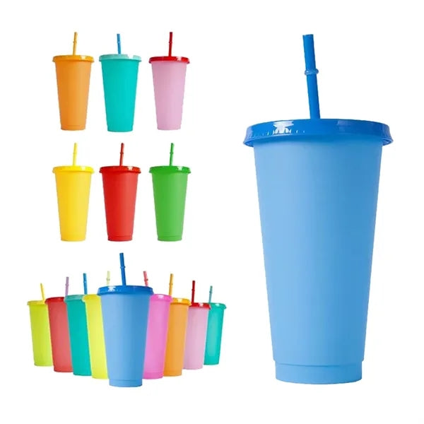 24 Oz Cold Color Changing Cup Tumbler with Lid and Straw
